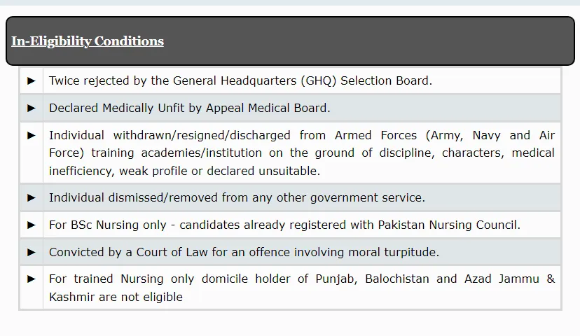 In-Eligibility Criteria For Army Female AFNS