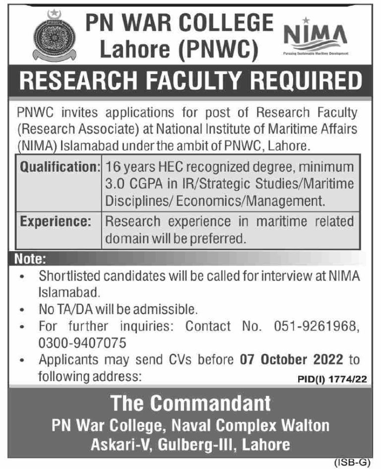 Pakistan Navy War College PNWC Jobs 2023 | Download Latest Advertisement