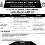 Pakistan Navy Educational Trust Jobs Vacancies at Bahria Colleges 2023